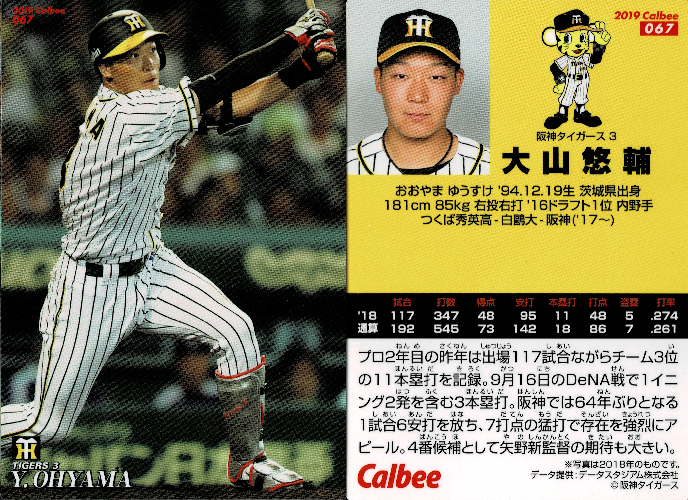 阪神タイガース/大山悠輔 - プロ野球チップス データベース - atwiki